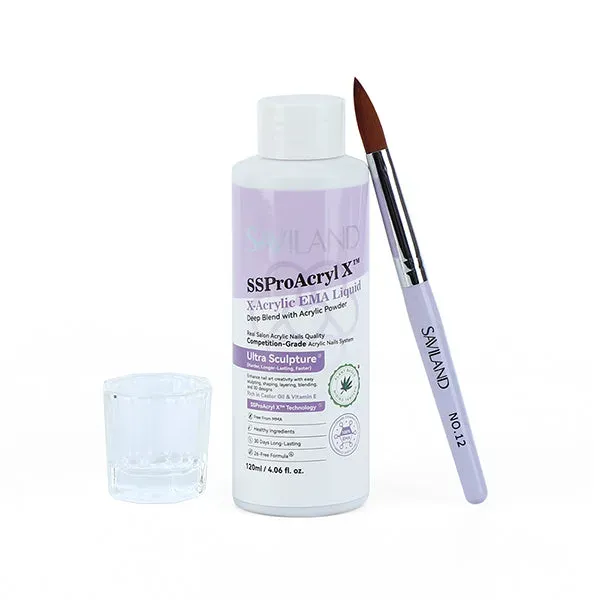 Saviland EMA Liquido Acrilico Unghie con Pennello e Dappen Dish