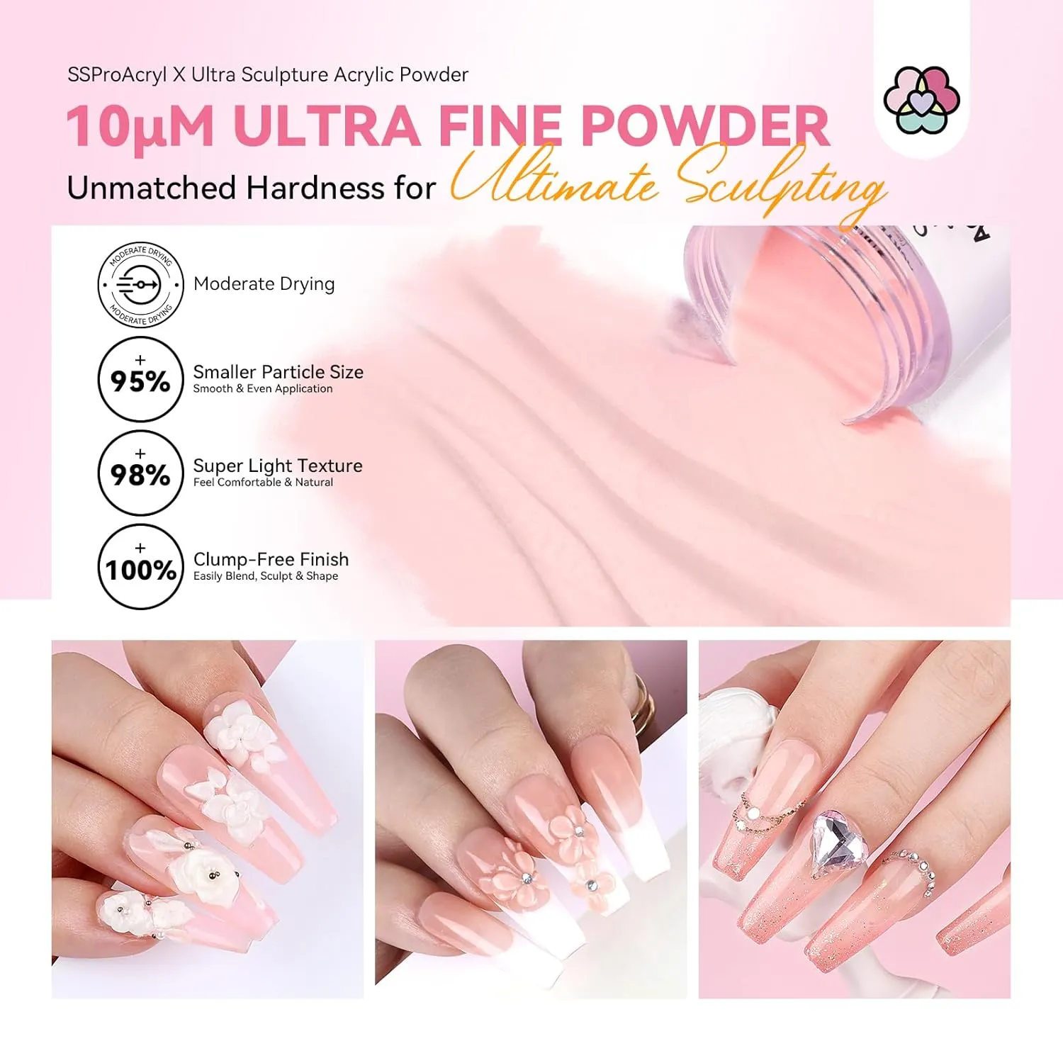 Saviland SSProAcryl X Polvere Acrilica Rosa Unghie