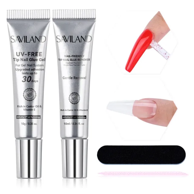 Saviland Strong Hold colla unghie finte senza lampada UV
