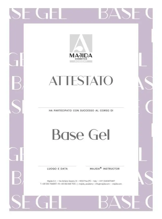 Majida Attestato Base Gel accessorio corso unghie