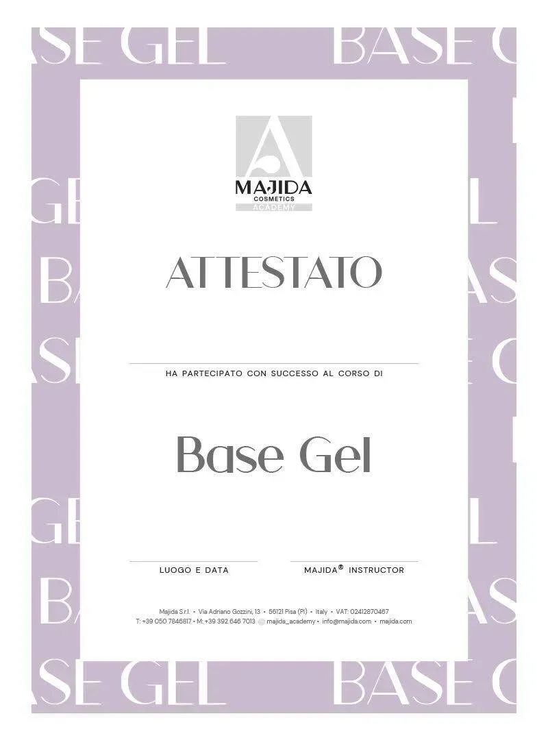 Majida Attestato Base Gel accessorio corso unghie