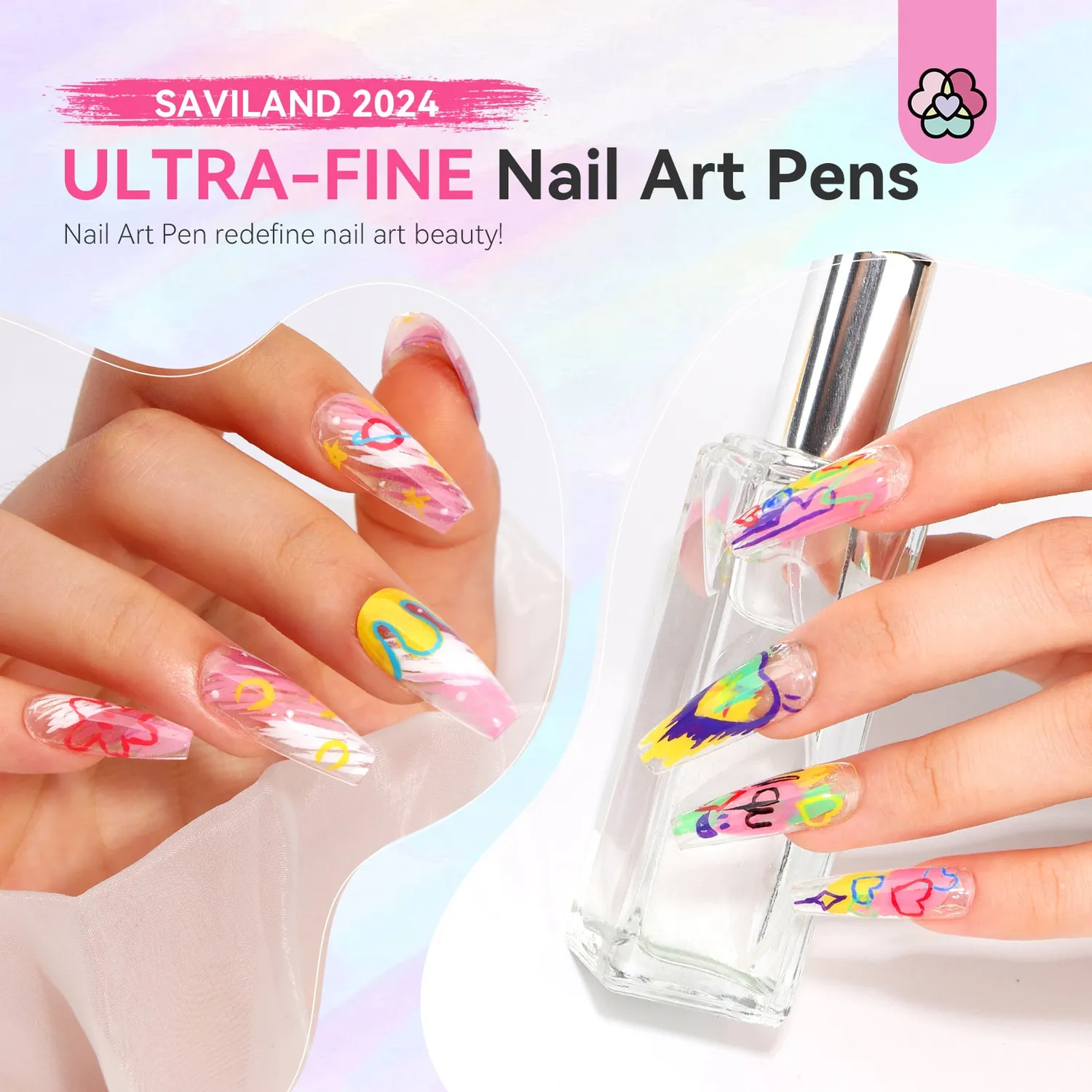 Saviland 3D Penne Nail Art 12 Colori asciugatura rapida