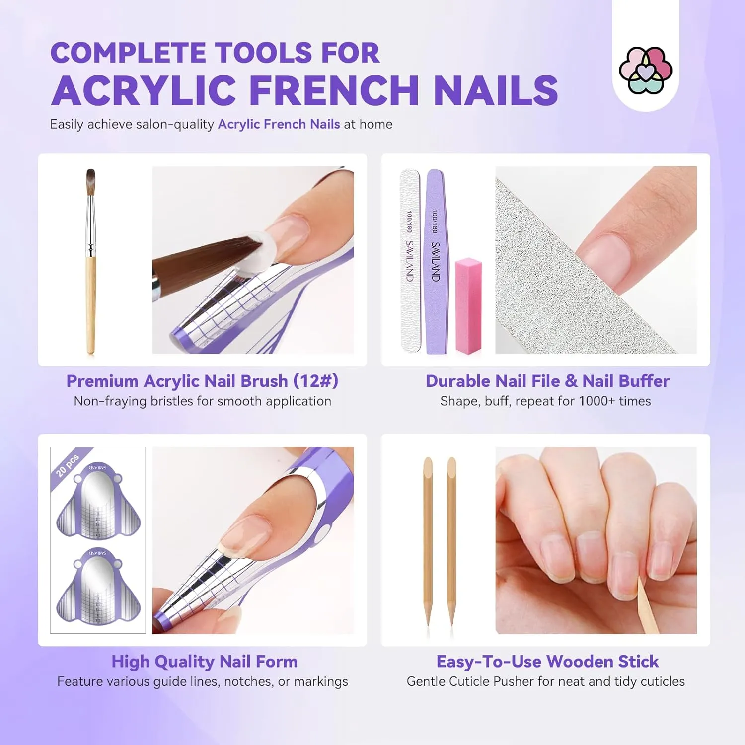 Saviland Kit Unghie Acriliche French Principianti Completo