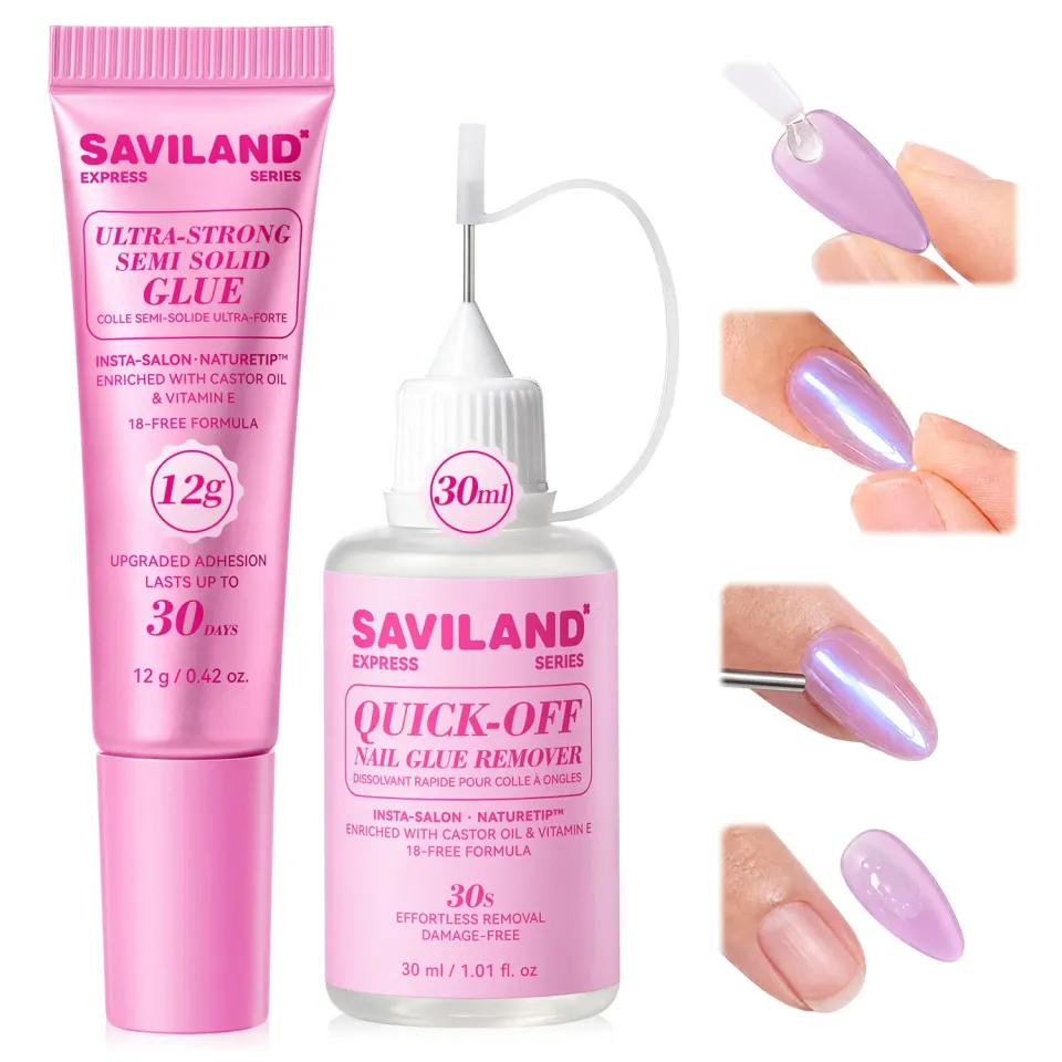 Saviland colla unghie semi-solida 12g + remover 30ml 20 secondi