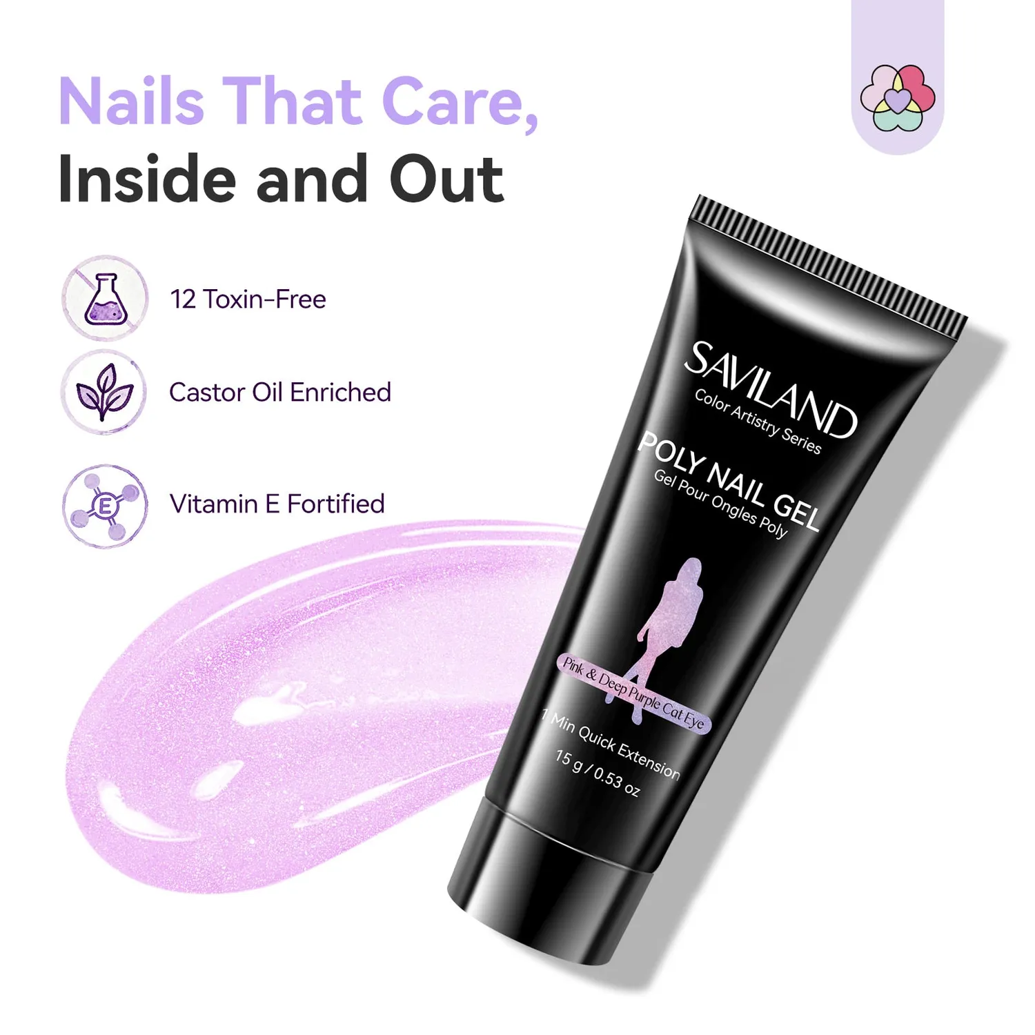 Saviland Cat Eye kit polygel 6 colori blu-viola magnetico