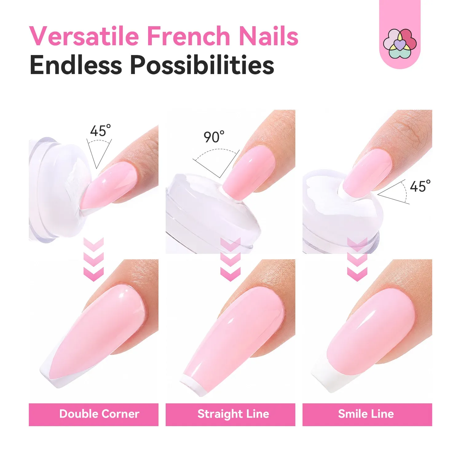 Saviland French Tip timbro unghie silicone 7 pezzi