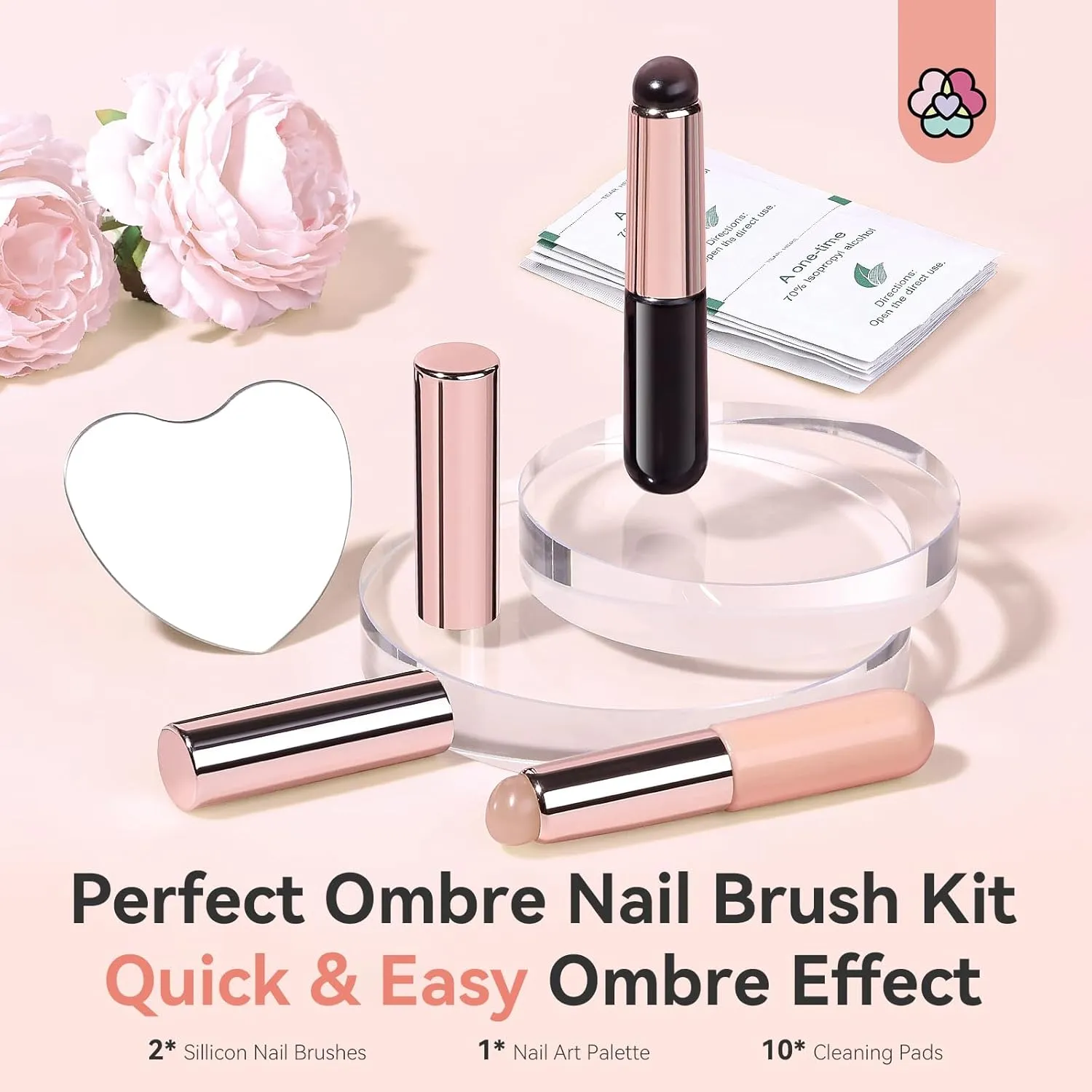 Saviland Ombre Set 2 Pennelli Silicone Nail Art sfumature precise