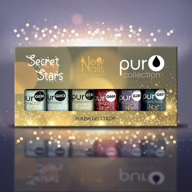New Nails System Secret Stars Set 6 Smalti Semipermanenti Glitter