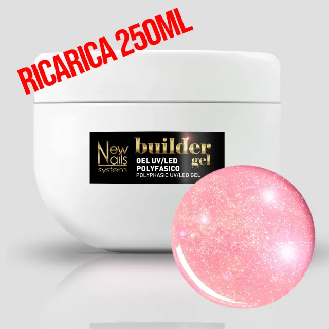New Nails System Soft Pink Star gel rosa latte glitter 250 ml