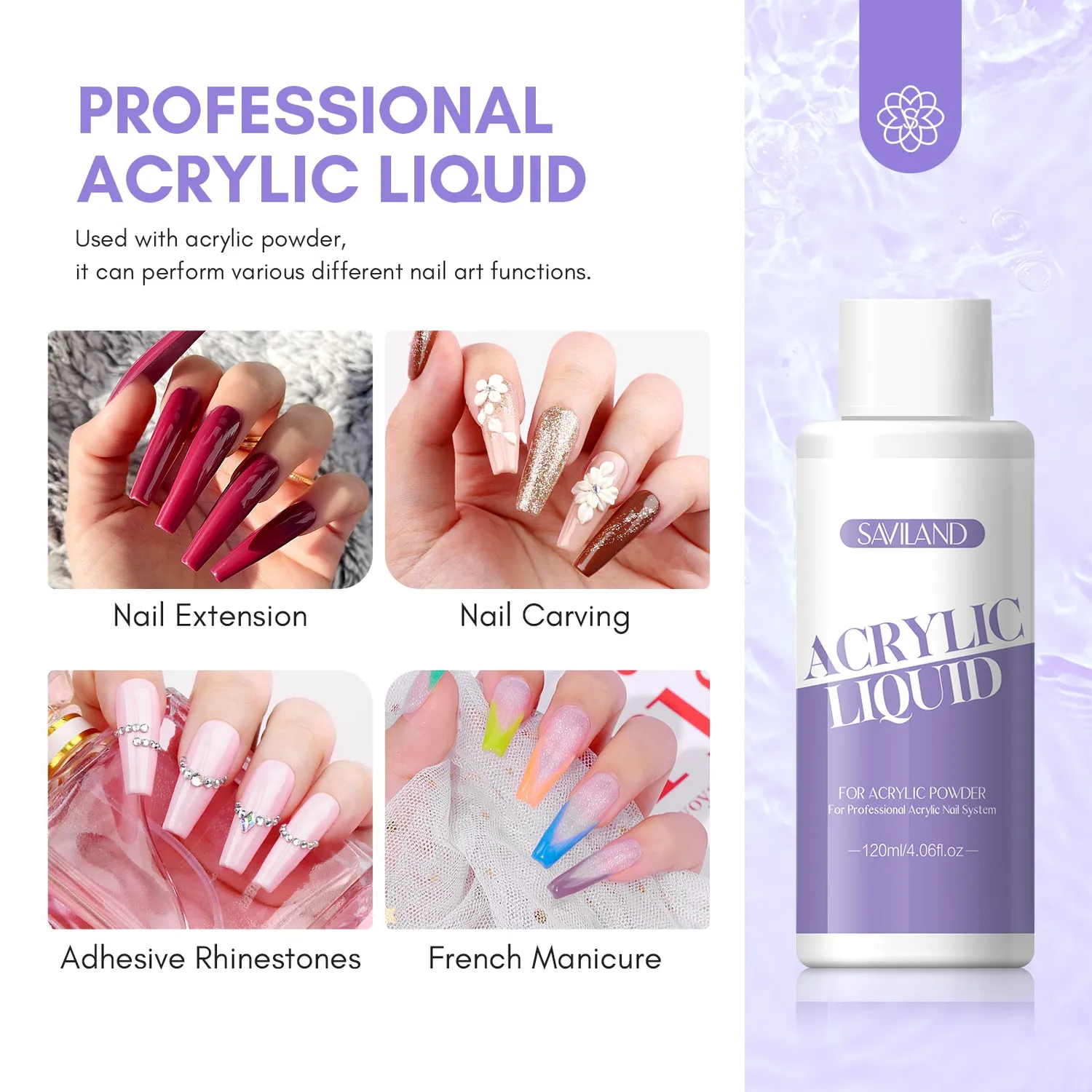 Saviland Acrylic liquido monomero 120ml con pennello 12