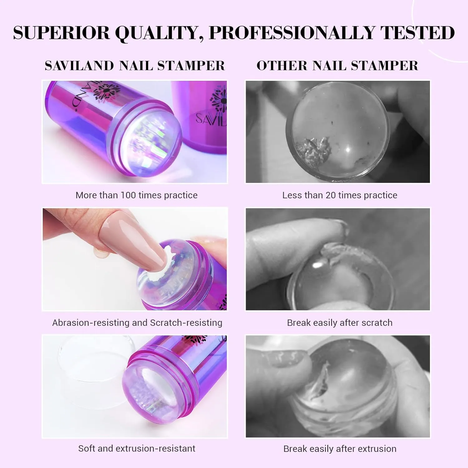 Saviland French Tip timbro unghie french 5 pezzi silicone