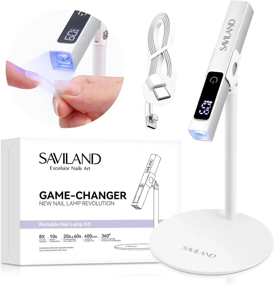 Saviland Magnetic Stand Lampada UV Unghie Mini Ricaricabile