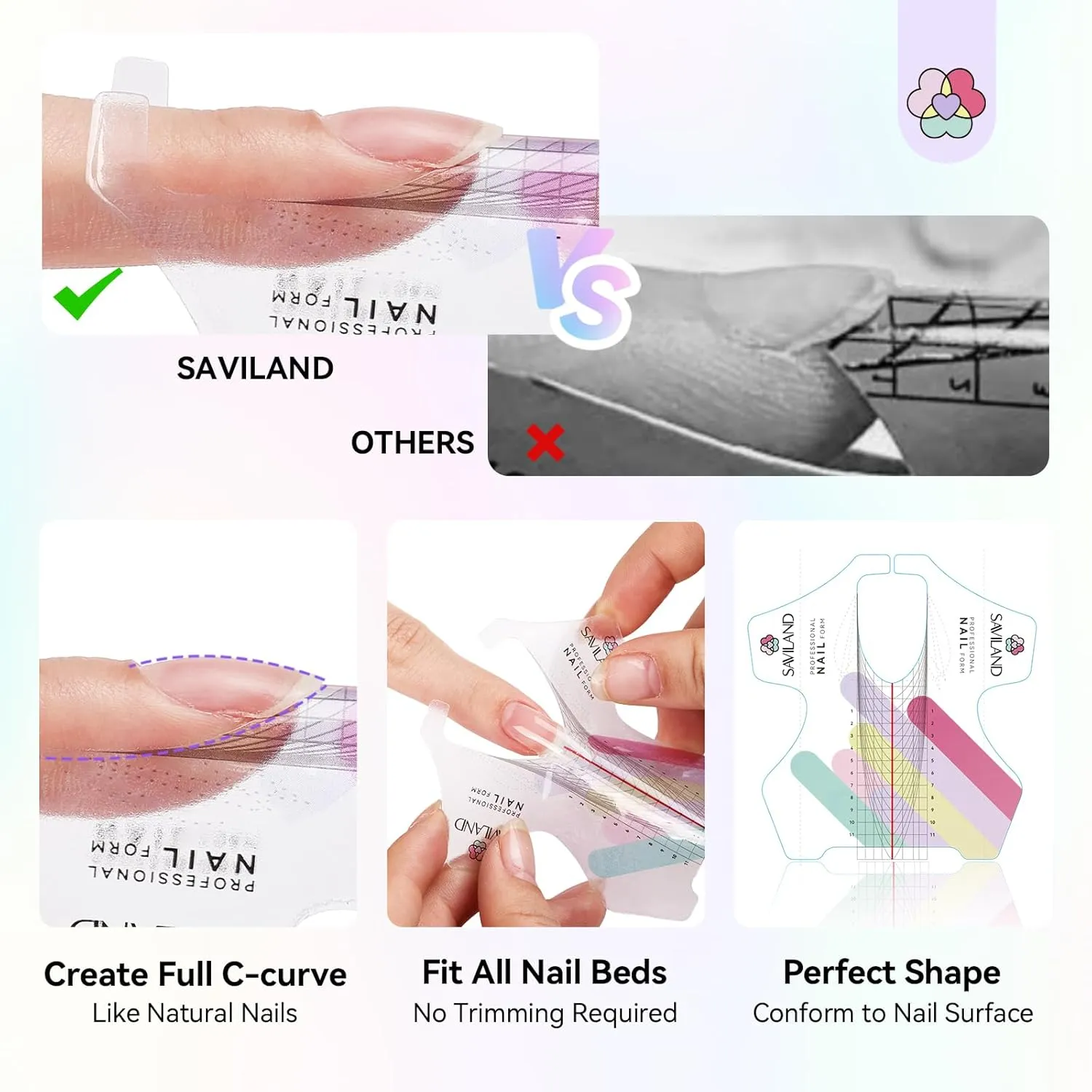 Saviland nail form riutilizzabili 100pz cartine extension