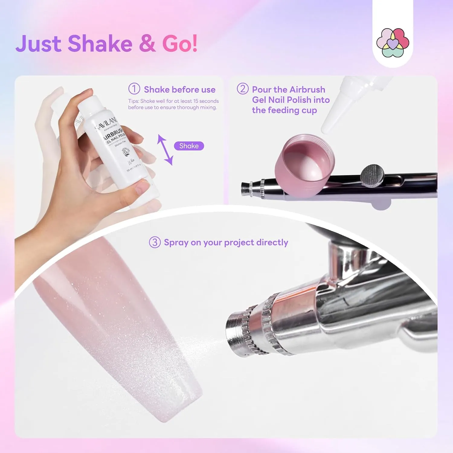 Saviland Airbrush gel unghie bianco grande formato coprente