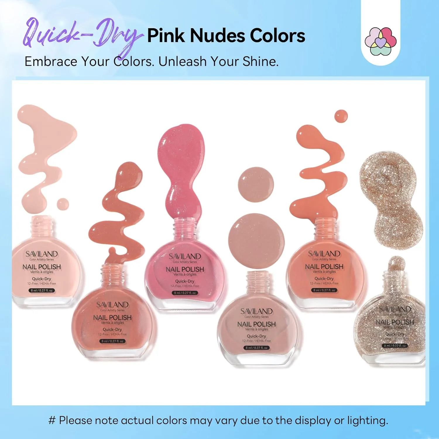 Saviland Set Smalti Nude 6 Tonalità senza lampada rapida