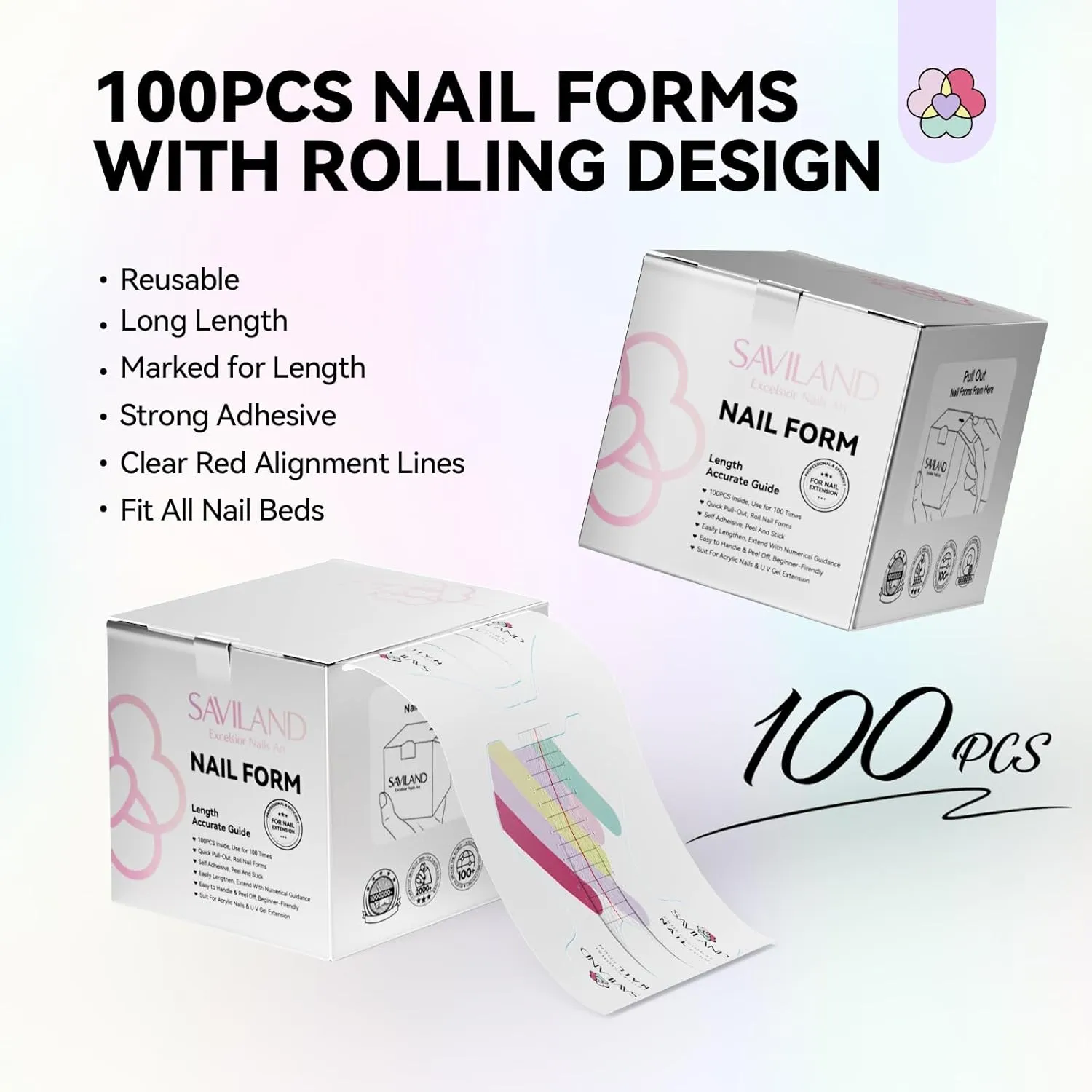 Saviland nail form riutilizzabili 100pz cartine extension