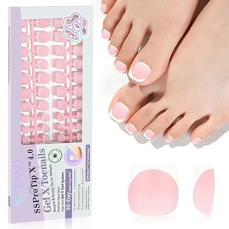 Saviland French Tip unghie finte piedi rosa 216 pz french