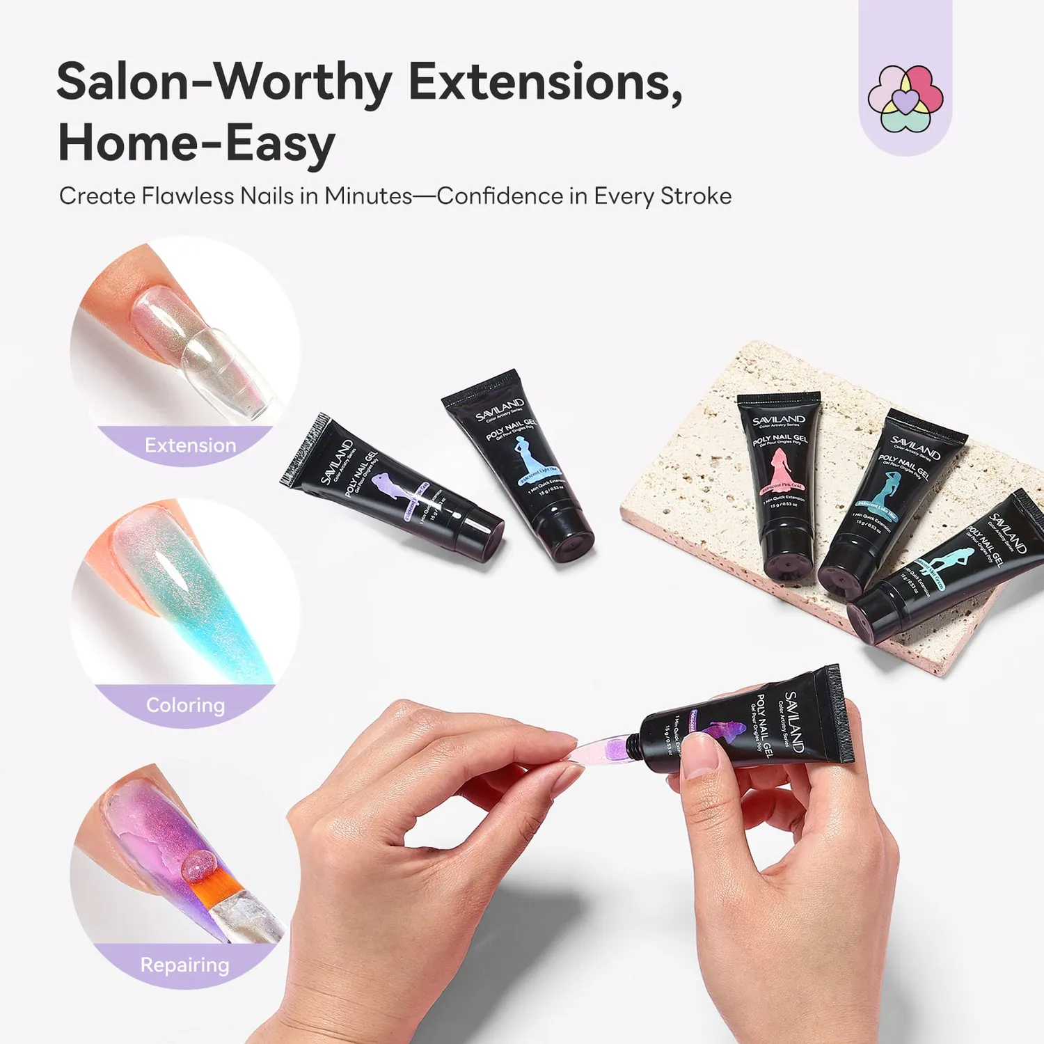 Saviland Fine Shimmer kit polygel 6 colori shimmer