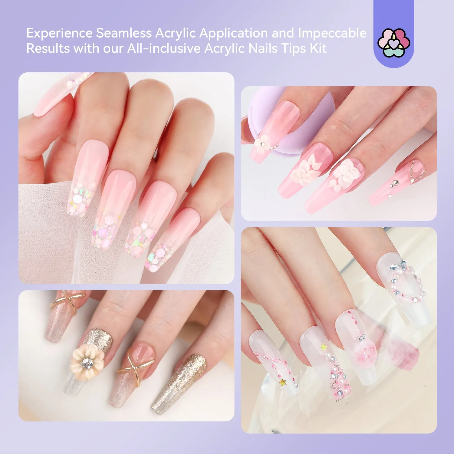 Saviland French Tips Unghie 250 pz con Colla Forti