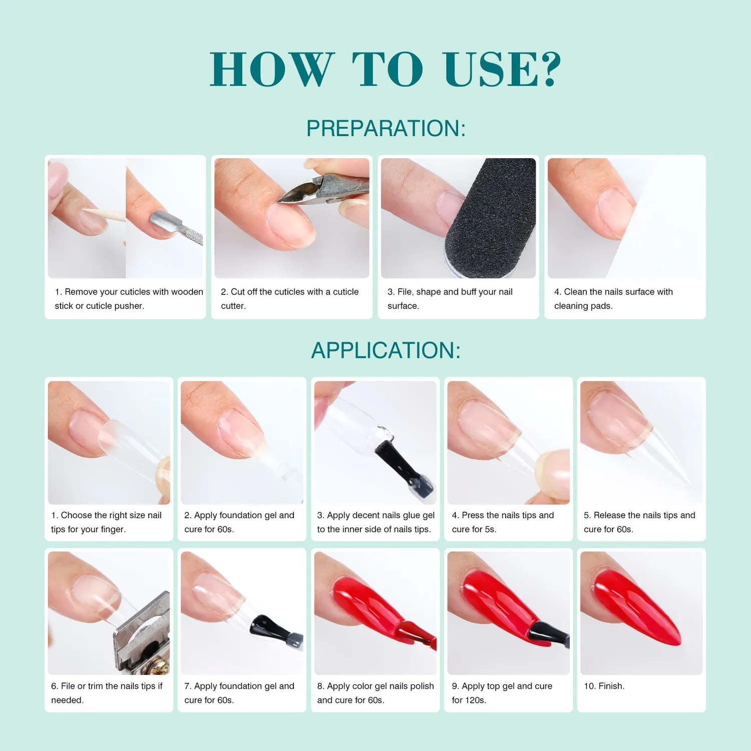 Saviland Kit Unghie Gel con Lampada 500 Tip Stiletto
