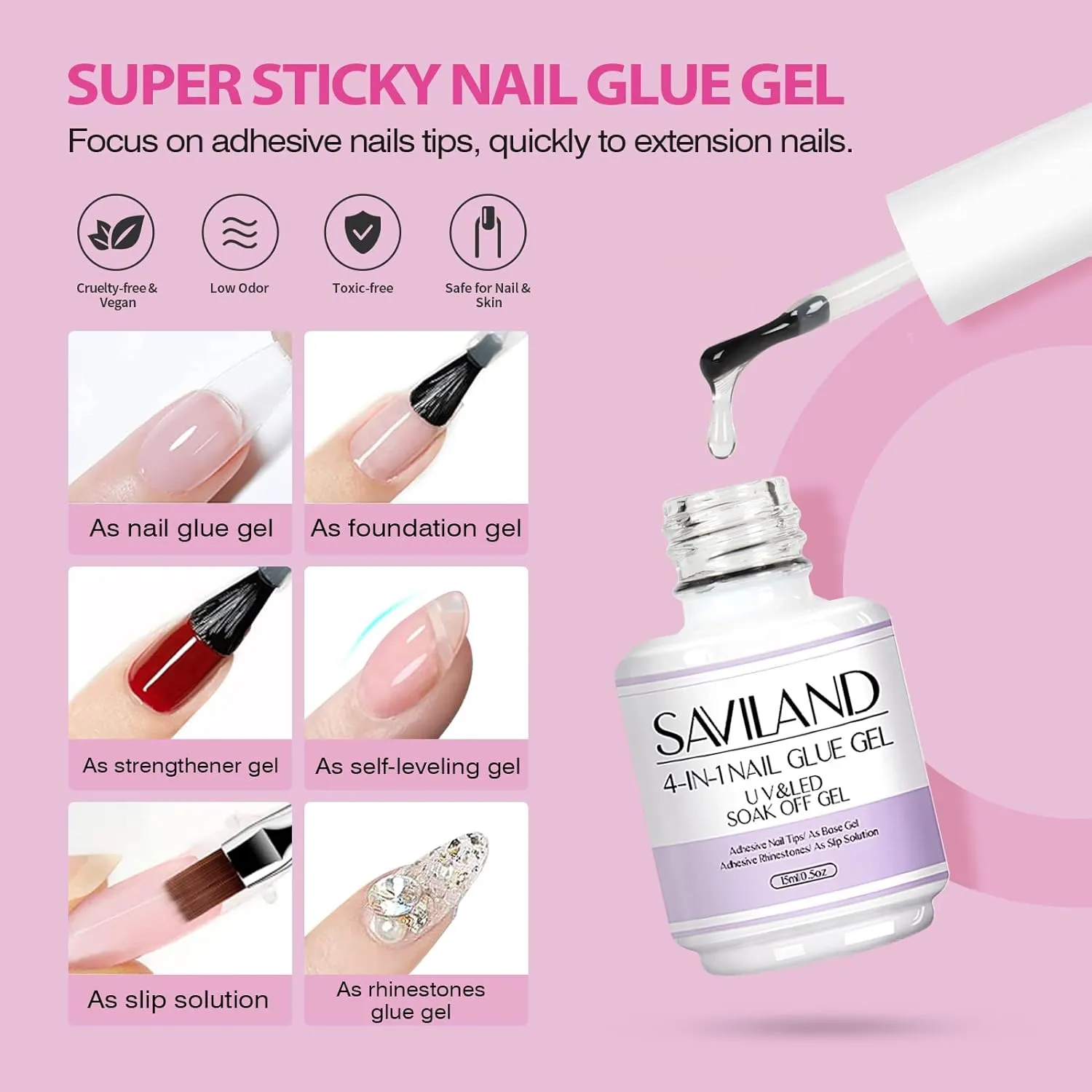 Saviland kit unghie gel mandorla media 500 tip + fresa