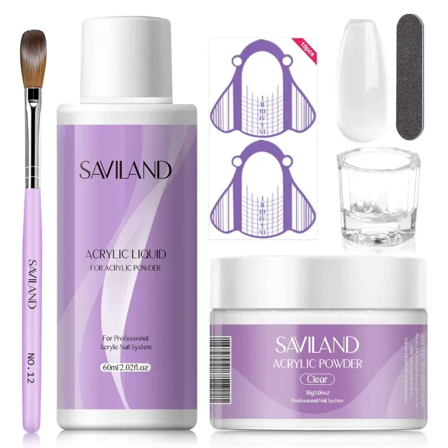 Saviland Kit Unghie Acrilico Trasparente 30g coprente