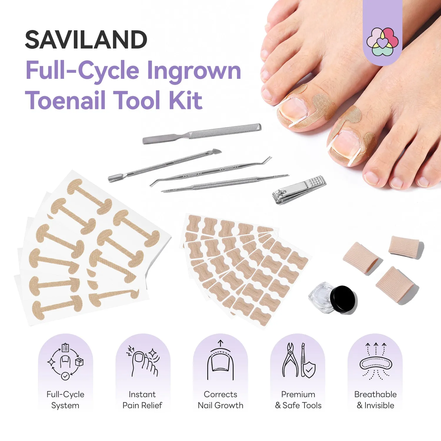 Saviland Kit Correttore Unghia Incarnita con Strisce e Tool