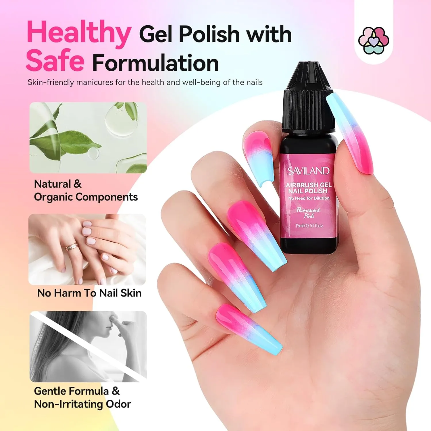 Saviland set 12 smalti gel airbrush fluo polimerizzazione 30 secondi