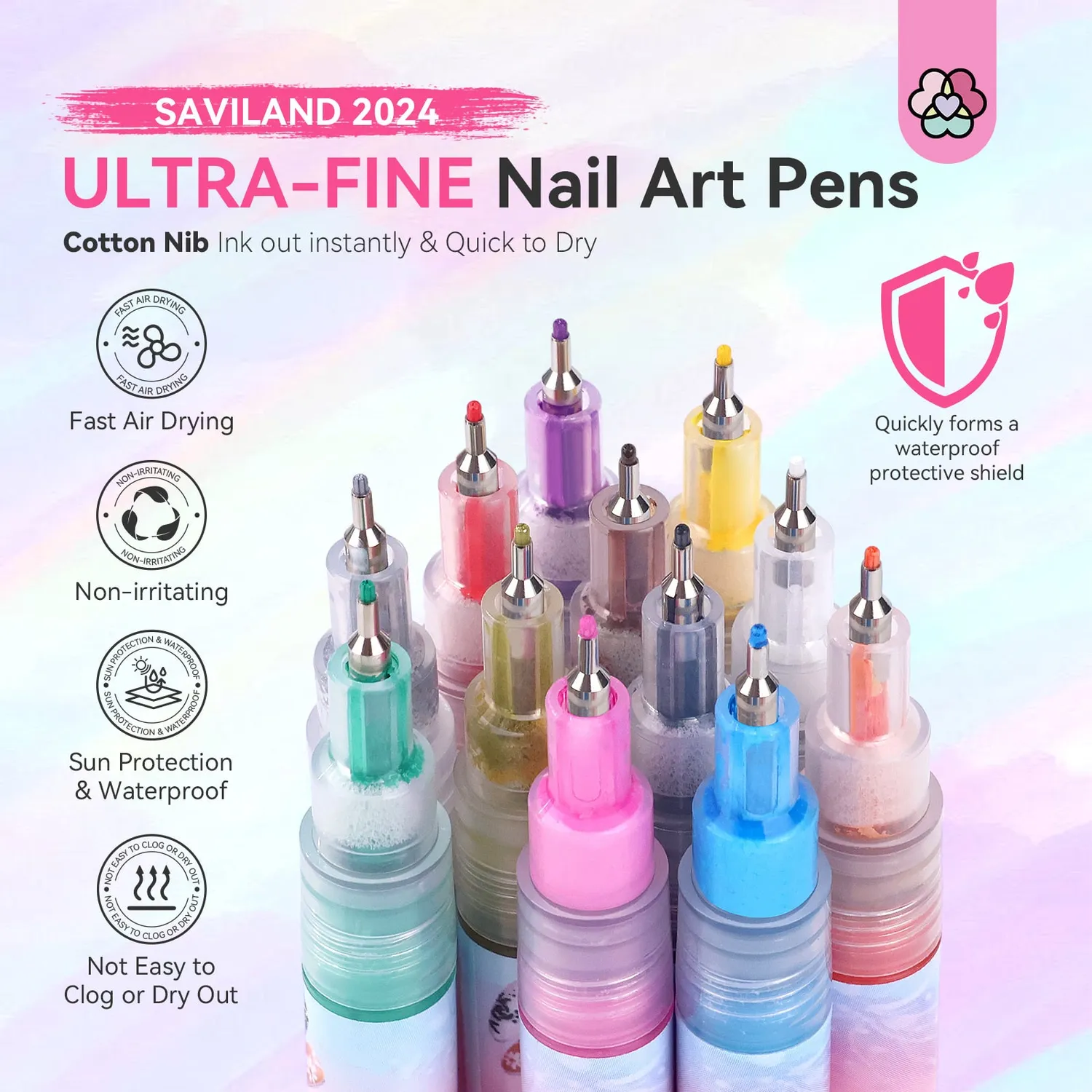 Saviland 3D Penne Nail Art 12 Colori asciugatura rapida